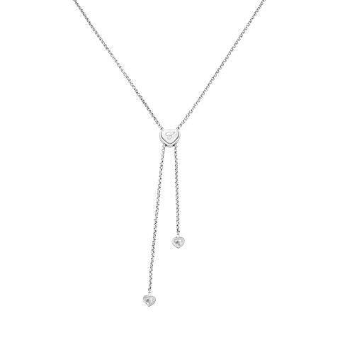 放大 {0}Chopard - 钻石 项链 Happy Hearts系列 81A148-1901    平放闭合弯曲背面视图