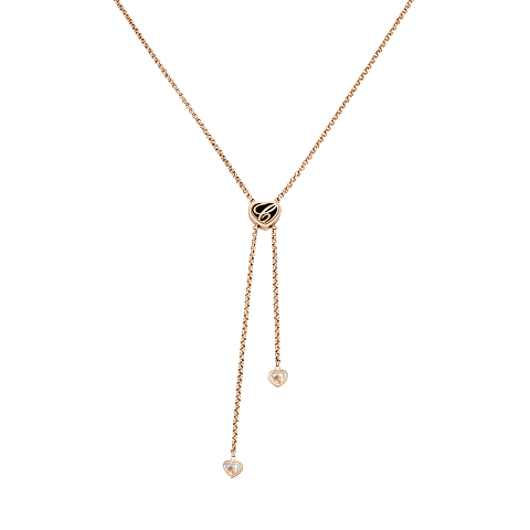 Agrandir {0}Chopard - Collier Diamant Happy Hearts 81A148-5201    Vue arri&egrave;re &agrave; plat ferm&eacute;e et courb&eacute;e