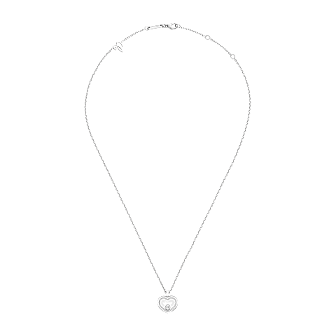 Enlarge Chopard - Diamond Necklace Happy Diamonds Icons 81A192-1001   laid flat closed and curved view