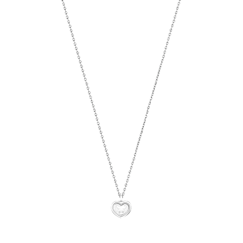Enlarge Chopard - Diamond Necklace Happy Diamonds Icons 81A192-1001    laid flat closed and curved back view