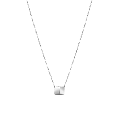 Enlarge {0}Chopard - Diamond Necklace Ice Cube Be Cube 81A661-1001    laid flat closed and curved back view