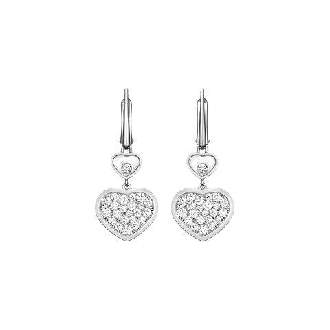 Agrandir {0}Chopard - Boucles d'oreilles Diamant Happy Hearts 837482-1009   Vue de face