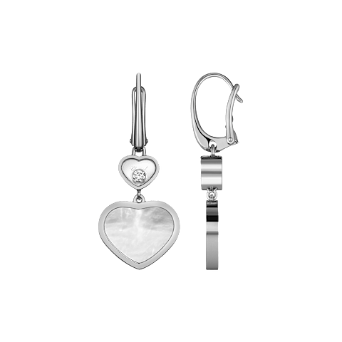 放大 {0}Chopard - 钻石 耳环 Happy Hearts 837482-1310  正面及侧面视图