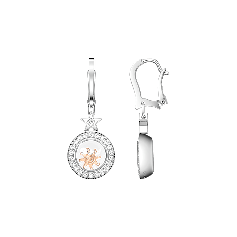 Enlarge {0}Chopard - Diamond Earrings Happy Diamonds Sun, Moon and Stars 839434-1401  front & side view