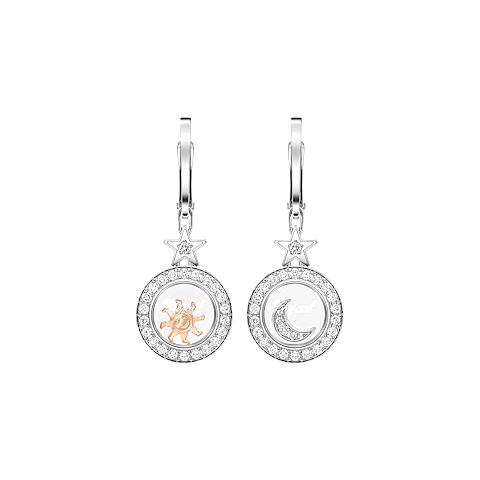 Enlarge {0}Chopard - Diamond Earrings Happy Diamonds Sun, Moon and Stars 839434-1401   front view