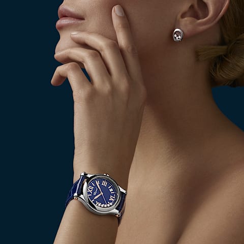 Enlarge {0}Chopard - Diamond Earrings Happy Diamonds Icons 83A018-1001     worn view