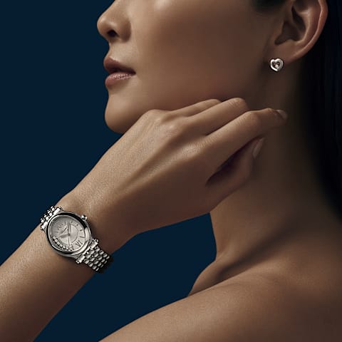 Enlarge {0}Chopard - Diamond Earrings Happy Diamonds Icons 83A054-1001     worn view