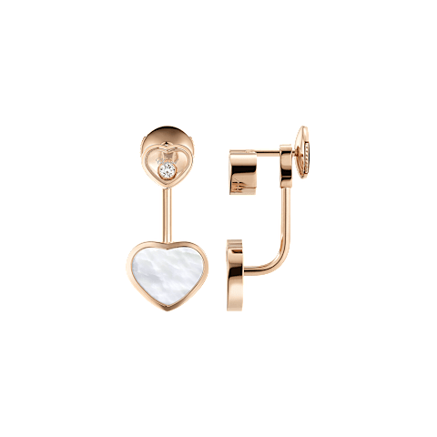 放大 {0}Chopard - 钻石 耳环 Happy Hearts 83A082-5301  正面及侧面视图