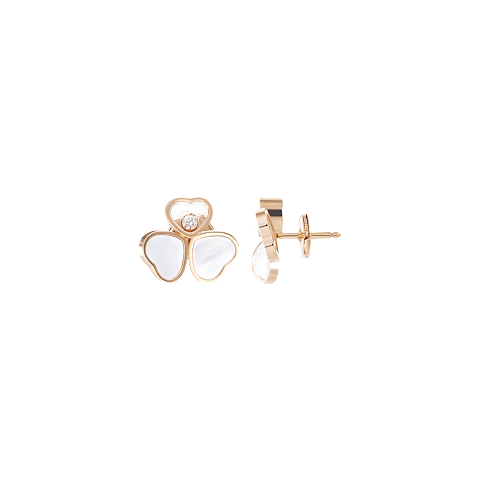 Agrandir {0}Chopard - Boucles d'oreilles Diamant Happy Hearts Wings 83A083-5301  Vue de face et lat&eacute;rale