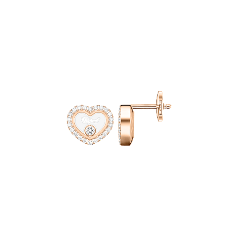 放大 Chopard - 钻石 耳环 Happy Diamonds Icons 83A192-5201  正面及侧面视图
