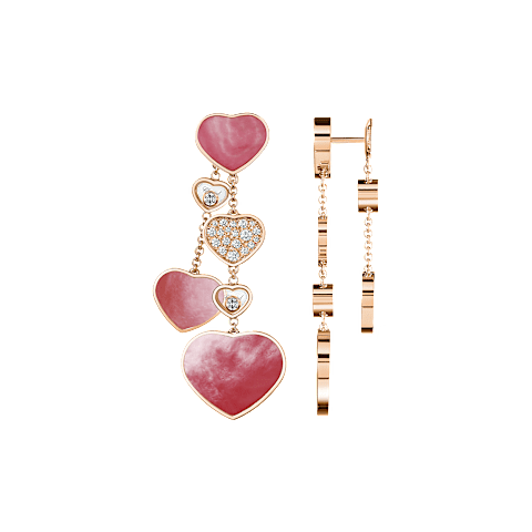 Agrandir {0}Chopard - Boucles d'oreilles Diamant Happy Hearts 83A482-5906  Vue de face et lat&eacute;rale