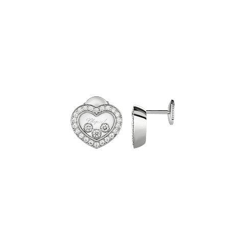 放大Chopard - 钻石 耳环 Happy Diamonds Icons 83A611-1201  正面及侧面视图