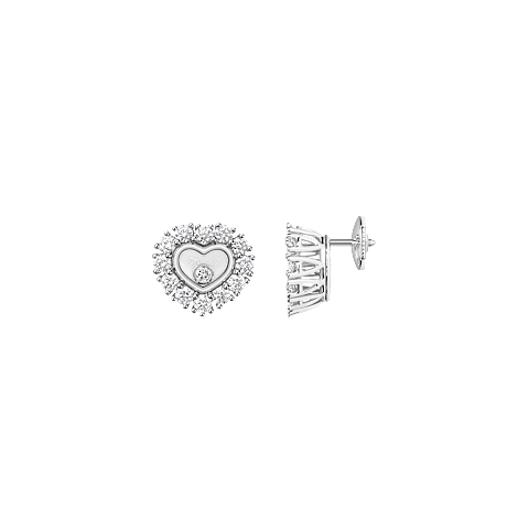 Agrandir {0}Chopard - Boucles d'oreilles Diamant Happy Diamonds Icons Joaillerie 83A616-1001  Vue de face et lat&eacute;rale