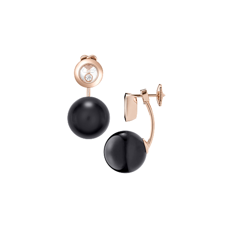 Agrandir {0}Chopard - Boucles d'oreilles Diamant Happy Diamonds Planet 83A619-5201  Vue de face et lat&eacute;rale