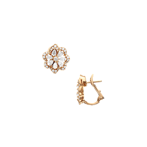 Enlarge {0}Chopard - Diamond Earclips Precious Lace Mini-Frou-Frou 848347-5001  front & side view