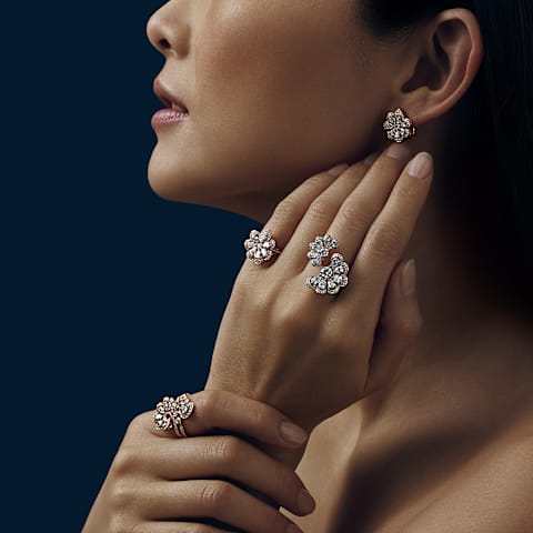 Enlarge {0}Chopard - Diamond Earclips Precious Lace Mini-Frou-Frou 848347-5001     worn view