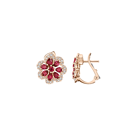 Увеличить {0}Chopard - Серьги-клипсы с бриллиантами Precious Lace Mini-Frou-Frou 848347-5002  Вид спереди и сбоку