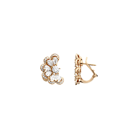 Enlarge {0}Chopard - Diamond Clip earrings Precious Lace Nuage 848351-5001  front & side view