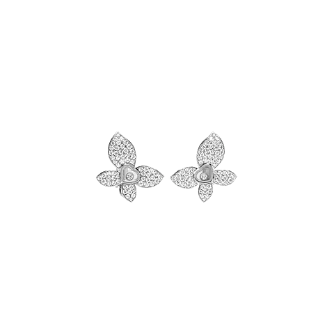 放大 {0}Chopard - 钻石 夹式耳环 Happy Butterfly X Mariah Carey 848536-1001   正面视图