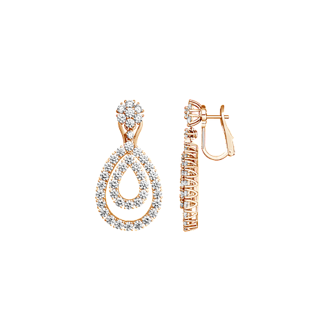 放大 {0}Chopard - 钻石 夹式耳环 L'Heure du Diamant 849066-5001  正面及侧面视图