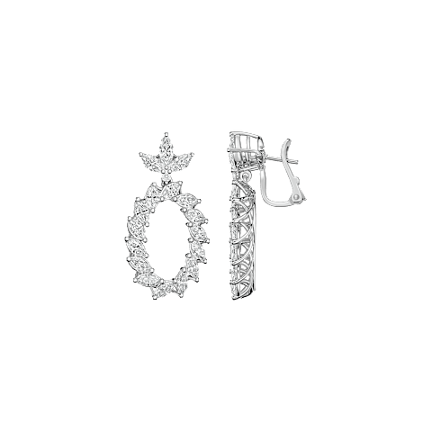 放大 {0}Chopard - 钻石 夹式耳环 L'Heure du Diamant Marquise 84A062-1001  正面及侧面视图