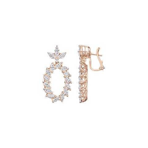 Enlarge {0}Chopard - Diamond Earclips L'Heure du Diamant Marquise 84A062-5001  front & side view