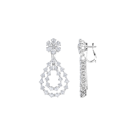 Enlarge {0}Chopard - Diamond Earclips L'Heure du Diamant 84A065-1001  front & side view