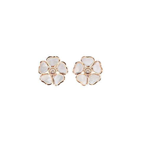 Agrandir {0}Chopard - Boucles d&rsquo;oreilles &agrave; clip Happy Hearts Flowers 84A085-5301   Vue de face