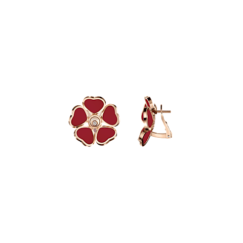 Enlarge {0}Chopard - Earclips Happy Hearts Flowers 84A085-5811  front & side view
