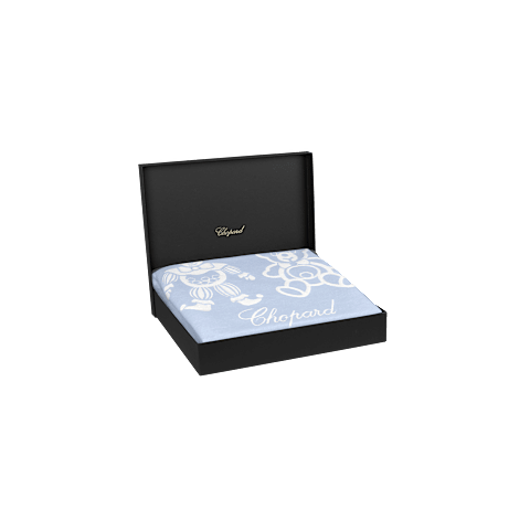 Ingrandisci {0}Chopard Blu - 90 x 90 cm COPERTA HAPPY BEAR AND CLOWN  veduta in confezione con scatola