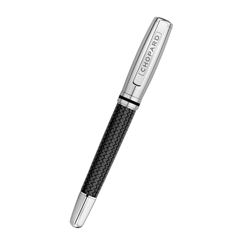 Enlarge {0}Chopard Black rubber - silver-toned metal Brescia ballpoint pen  front view