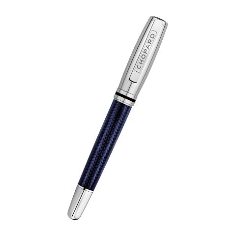 Enlarge {0}Chopard Blue carbon fiber - palladium plated Brescia rollerball pen  front view