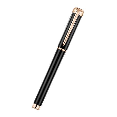 Enlarge {0}Chopard black resin - rose gold plated Alpine Eagle rollerball  front view