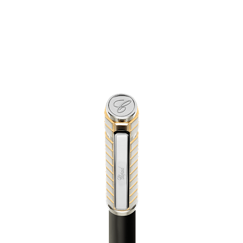 Enlarge {0}Chopard black resin - silver-toned & yellow gold-toned metal ICE CUBE BALLPOINT PEN  detail view