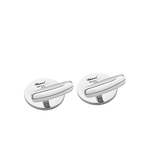 Enlarge {0}Chopard Stainless steel - black rubber Classic Racing cufflinks  back view