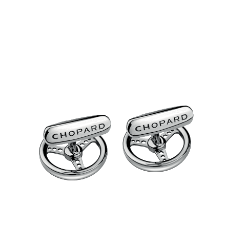EnlargeChopard stainless steel Racing steering wheel cufflinks  back view