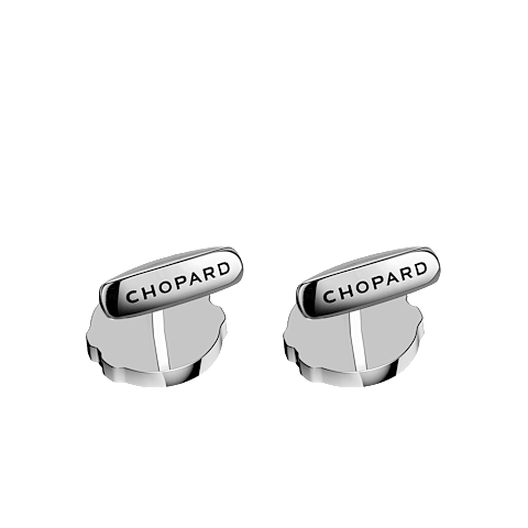 Ingrandisci {0}Chopard Inserto rosa - metallo argentato Gemelli Alpine Eagle  veduta posteriore