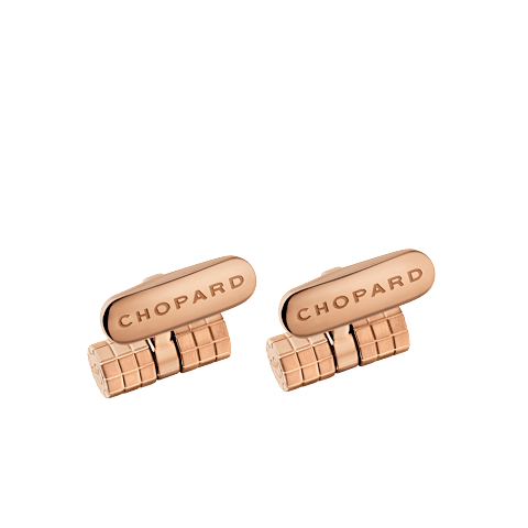 Ingrandisci {0}Chopard metallo spazzolato dorato rosa Gemelli Cilindrici Ice Cube   veduta posteriore
