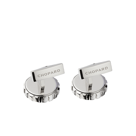 Enlarge {0}Chopard silver-toned inlay - silver- and black-toned metal Classic Racing cufflinks  back view