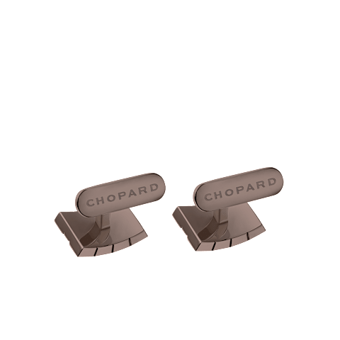 Enlarge Chopard brushed bronze-toned stainless steel  Ice Cube cufflinks  back view