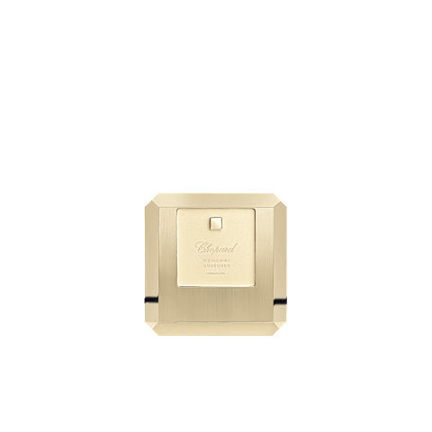 Enlarge {0}Chopard polished & brushed rose gold-toned metal Ice Cube table clock   back view