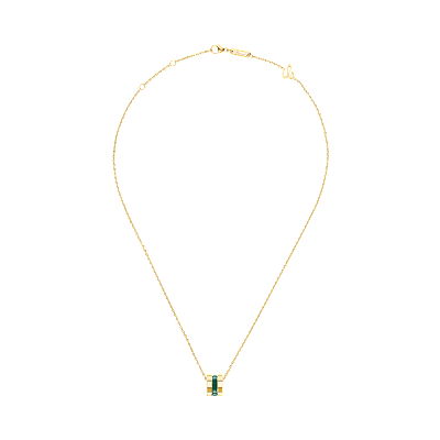 Chopard - Pendant Ice Cube Green HyCeram&reg; Pendant 797005-9003   laid flat closed and curved view