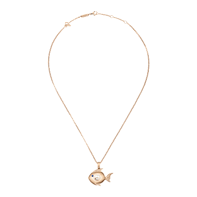 Chopard - Diamond Pendant Happy Diamonds Fish 79A205-5001   laid flat closed and curved view