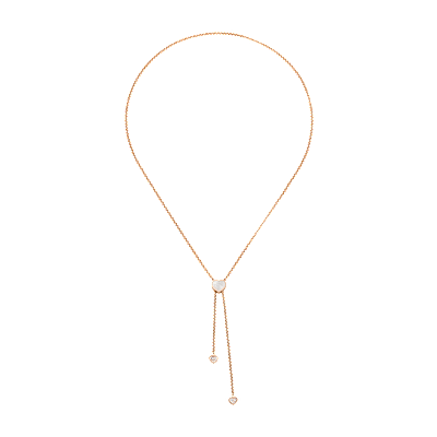 Chopard - Diamond Necklace Happy Hearts 81A148-5301   laid flat closed and curved view