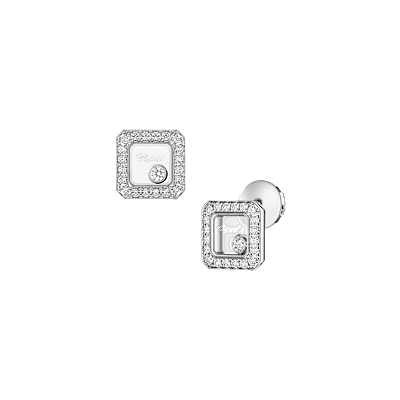 Chopard - Diamond Earrings Happy Diamonds Icons 83A114-1201 front & 3/4 view