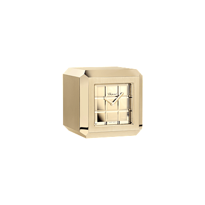 Chopard polished & brushed rose gold-toned metal Ice Cube table clock front view