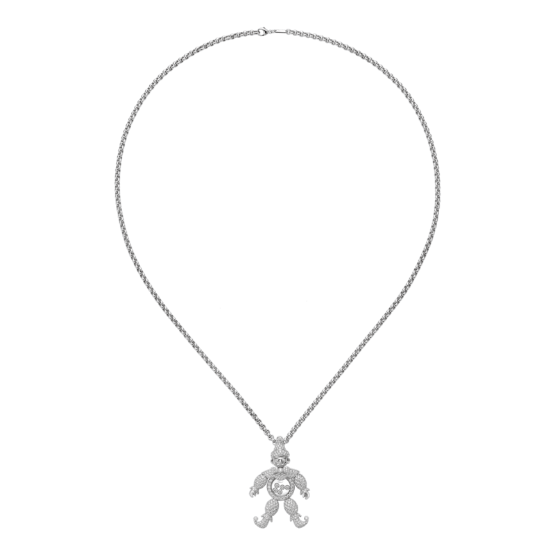 Chopard - Diamond Pendant HAPPY CLOWN 792246-1001   laid flat closed and curved view