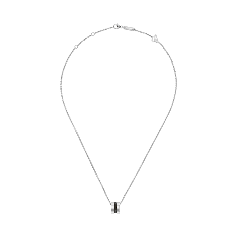 Chopard - Pendentif Ice Cube Black HyCeram&reg; Pendant 797005-9002   Vue &agrave; plat ferm&eacute;e et courb&eacute;e