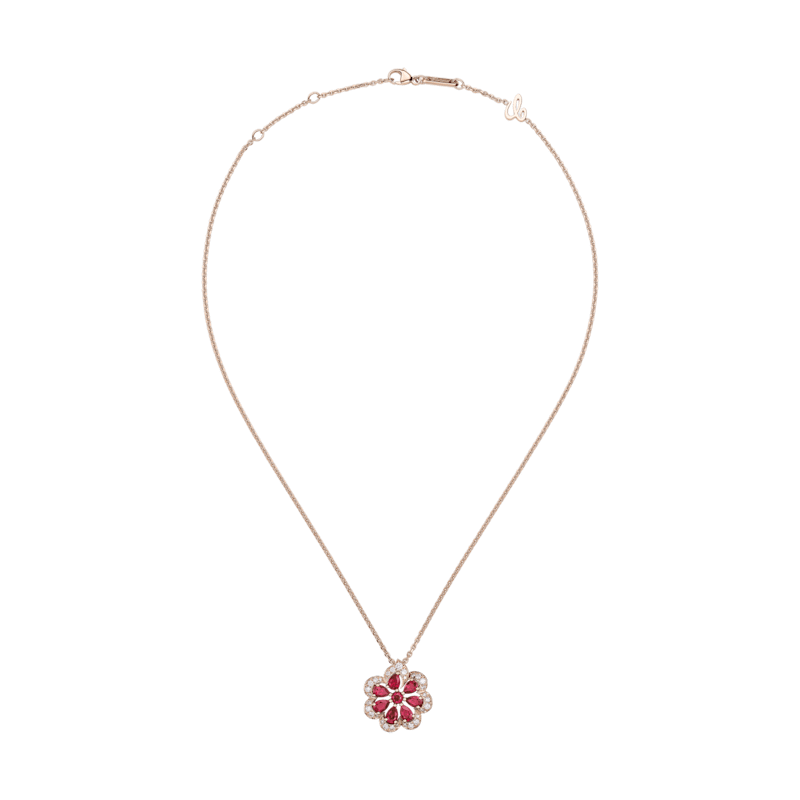 Chopard - Diamond Pendant Precious Lace Mini-Frou-Frou 798347-5003   laid flat closed and curved view