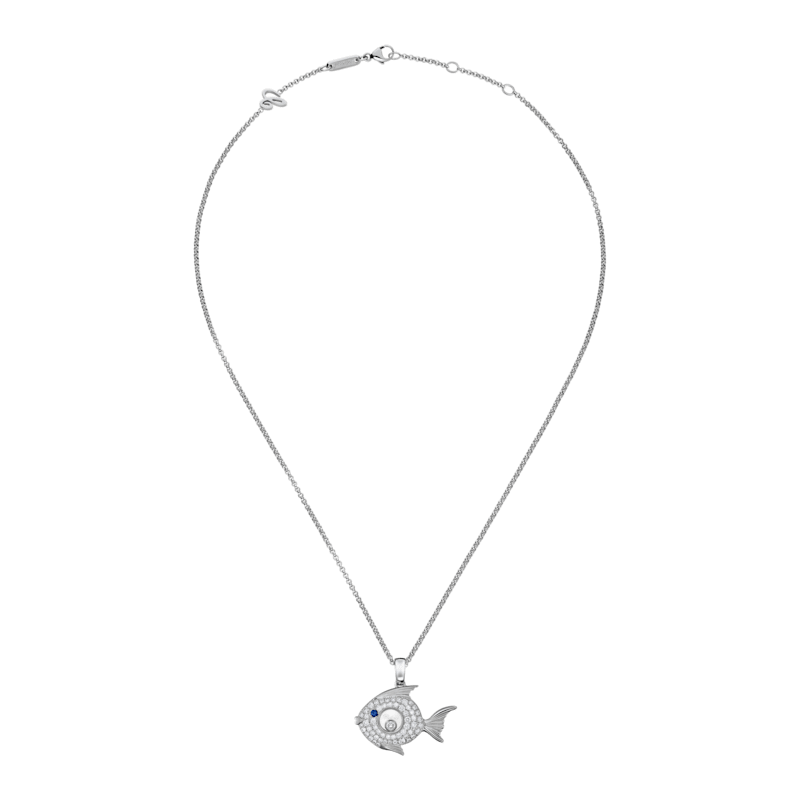 Chopard - Diamond Pendant Happy Diamonds Fish 79A205-1201   laid flat closed and curved view